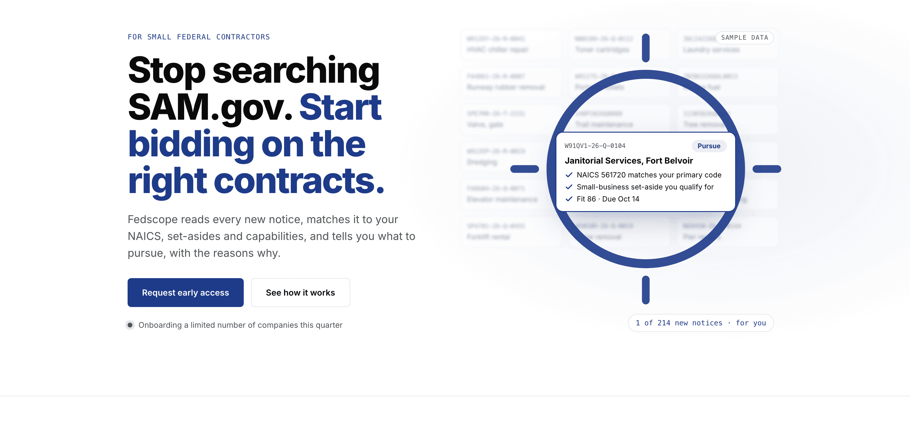 Fedscope matching a SAM.gov notice to a business profile