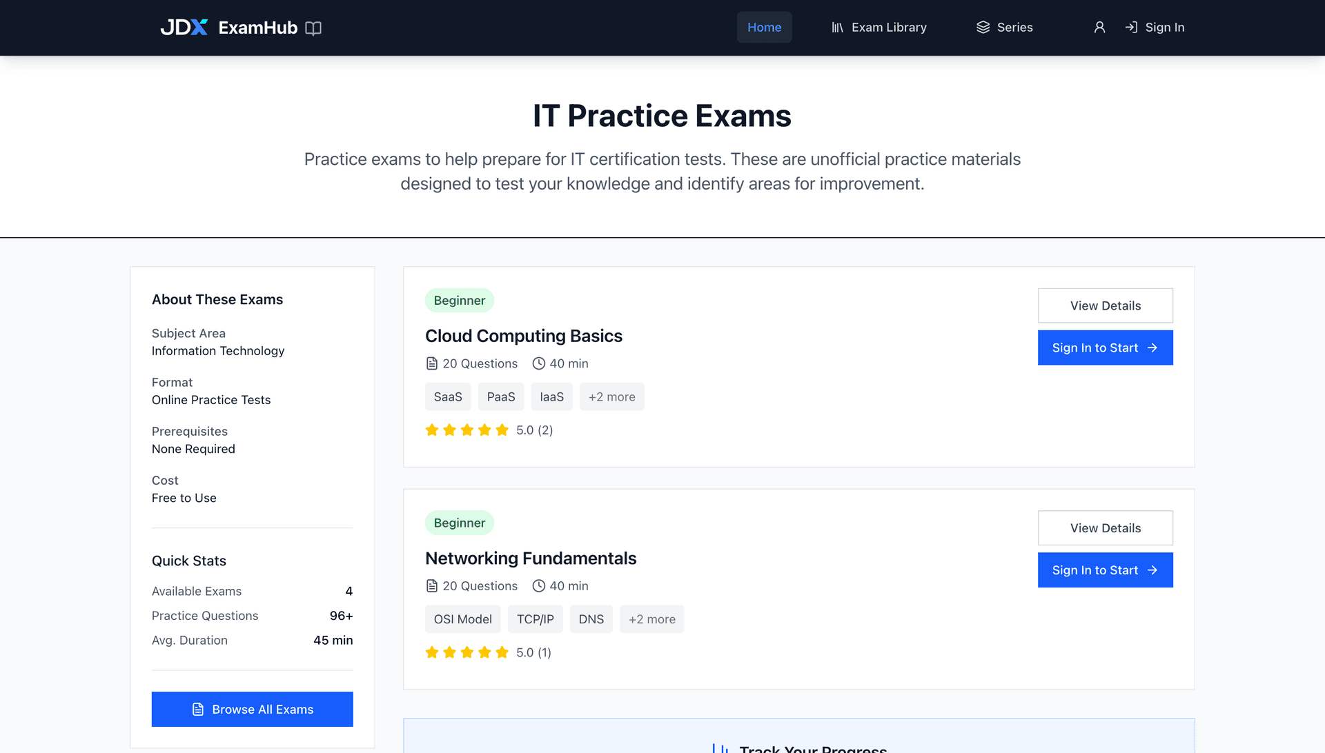 JDX ExamHub study platform